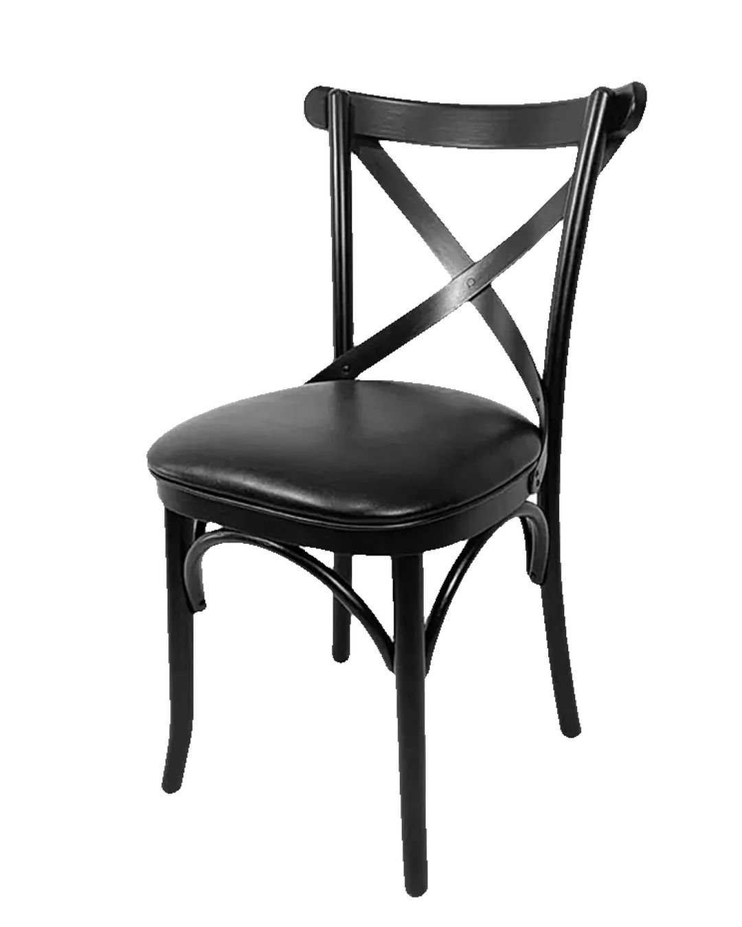 Cadeira X, preta · assento preto